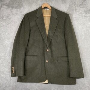 Lands End Sport Coat Mens 43 Long Green Wool Alpaca Blend Blazer Made in‎ USA
